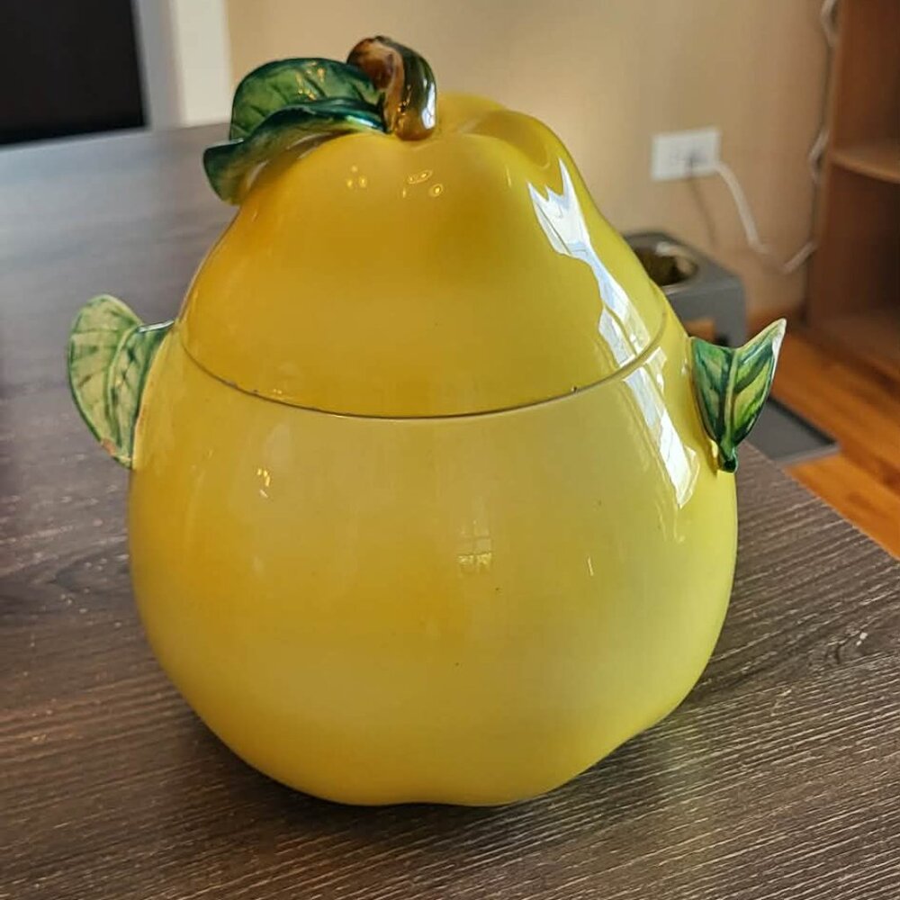 Vintage CSD Japan Pear Cookie Jar 1960s